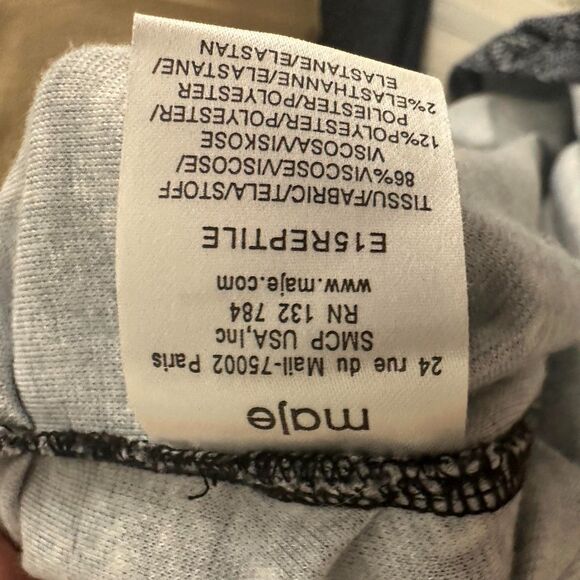 maje Blue & White Ruched Stretch Knit Dress - Size 3 (US M/L) - Paisley Swirl - Picture 9 of 11